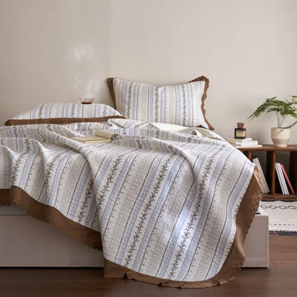 Flower Printed Bed Cover with Lace French Style Washed Cotton Bedspreads Quilted cobre leito de casal Comfortable and Soft 이불패드