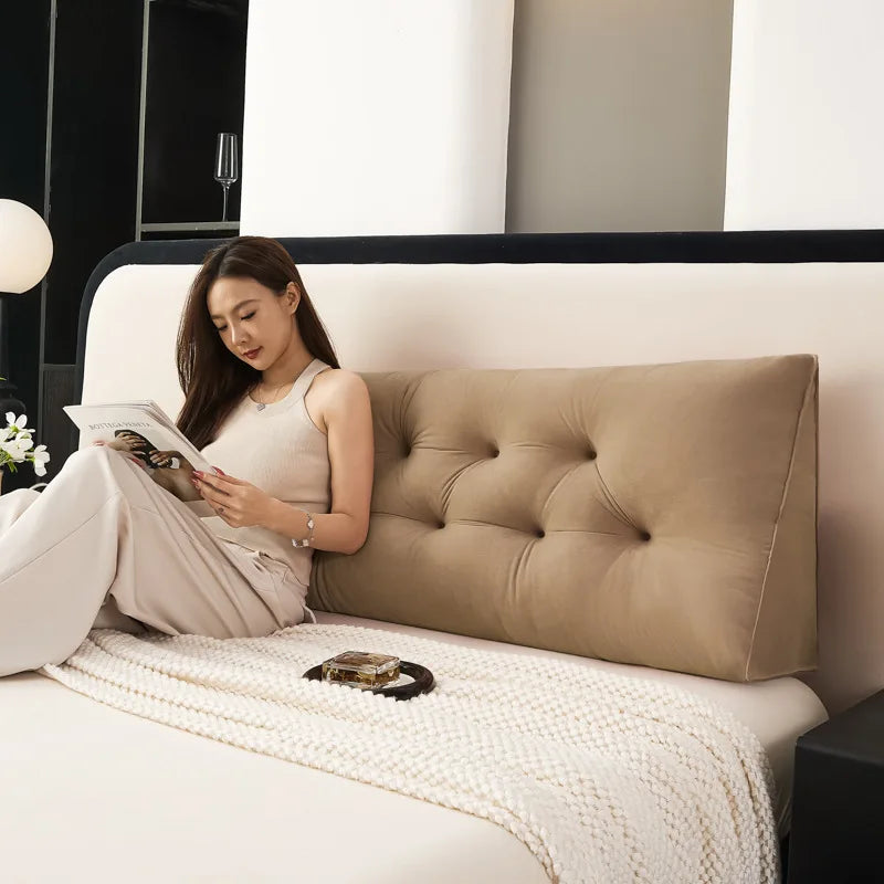 Large Triangular Wedge Pillow for Bed Sofa Backrest 80/120/180cm Pain Relief Support Foldable Storage Reading Headboard Cushion
