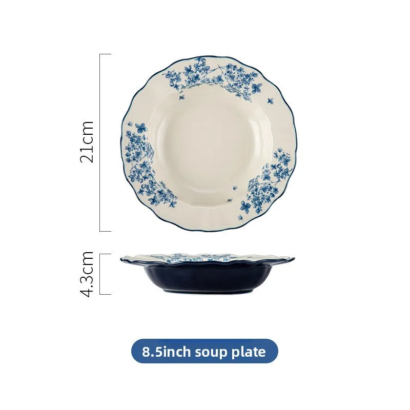 High-end Ceramic Dinnerware Set Chinese Style Rice Bowls Plates Dishes Glaze Color Soup Bowls