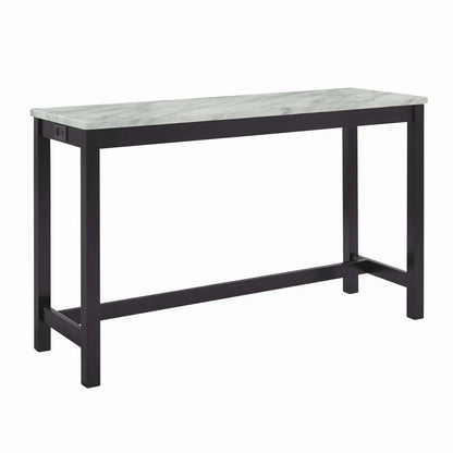 New Classic Furniture Celeste Faux Marble Theater Bar Table with 3 Bar Stool Set, Black Velvet with Black Base, Customized