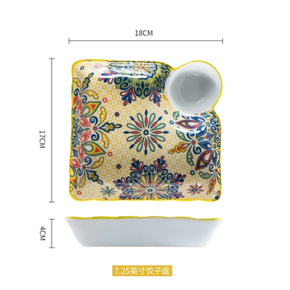 Ceramic Tableware Set Rice Bowl Serving Plate Creative Cutlery Soup Plate Noodle Handle Bowl Sauce Dish Steak Salad Fruit Plate