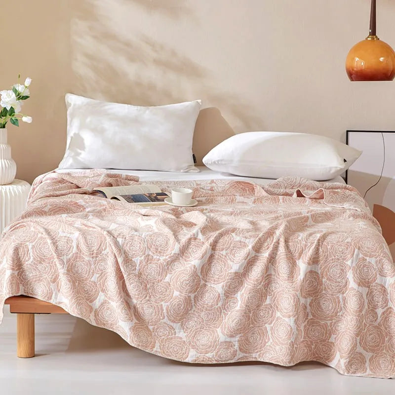 Cotton Gauze Blankets Muslin Bedspread for Bed Summer Double Couple Towel Quilts King Size Bed Covers Plaid Blankets Bed Sheet