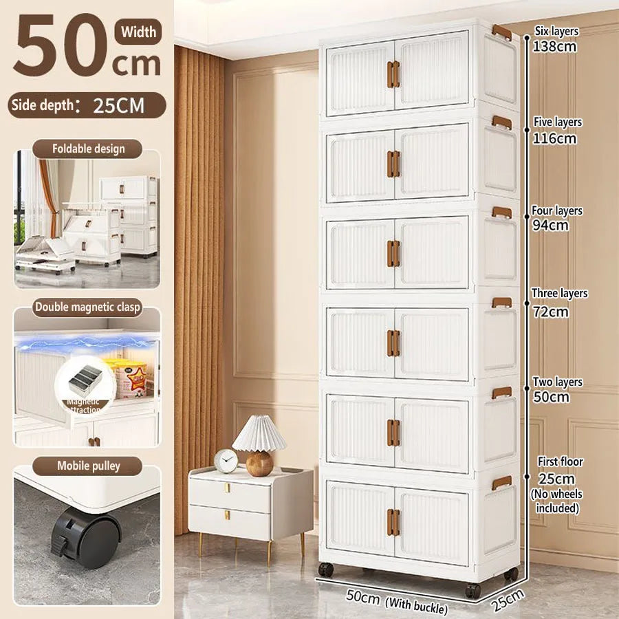 Folding Storage Cabinet Multi-Scene Storage Cabinet Wall-Mounted Kitchen Bathroom Bedroom Living Room Organizer