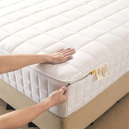 6-Sides Fuffy Enclosed Mattress Cover with Zipper Dust-Proof Fitted Sheet for Double Queen King Bed Thicken Mattress Protector