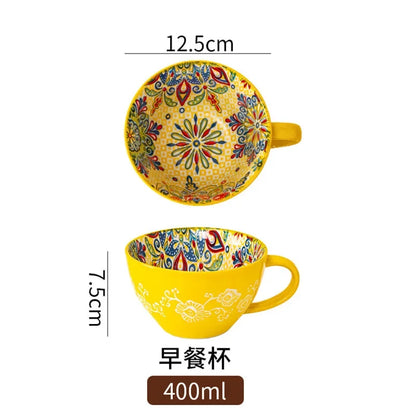 Ceramic Tableware Set Rice Bowl Serving Plate Creative Cutlery Soup Plate Noodle Handle Bowl Sauce Dish Steak Salad Fruit Plate