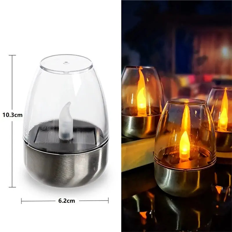 Solar Powered LED Candles 6 Pieces Rechargeable Flameless Night Lights For Garden Outdoor Wedding Party Decor Atmosphere Lamps