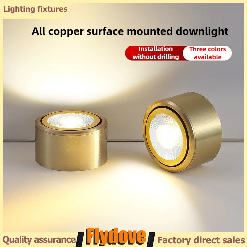 Living Room Background Wall LED Tube Light Adjustable Angle Surface Mounted Copper Spotlight Corridor Fitting Room Ceiling Light