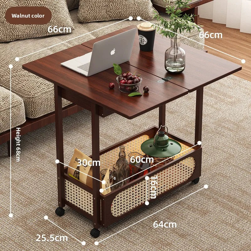 Household Goodstrolley With Wheels Movable Folding Coffee Table Living Room Sofa Side Table
