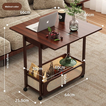 Household Goodstrolley With Wheels Movable Folding Coffee Table Living Room Sofa Side Table