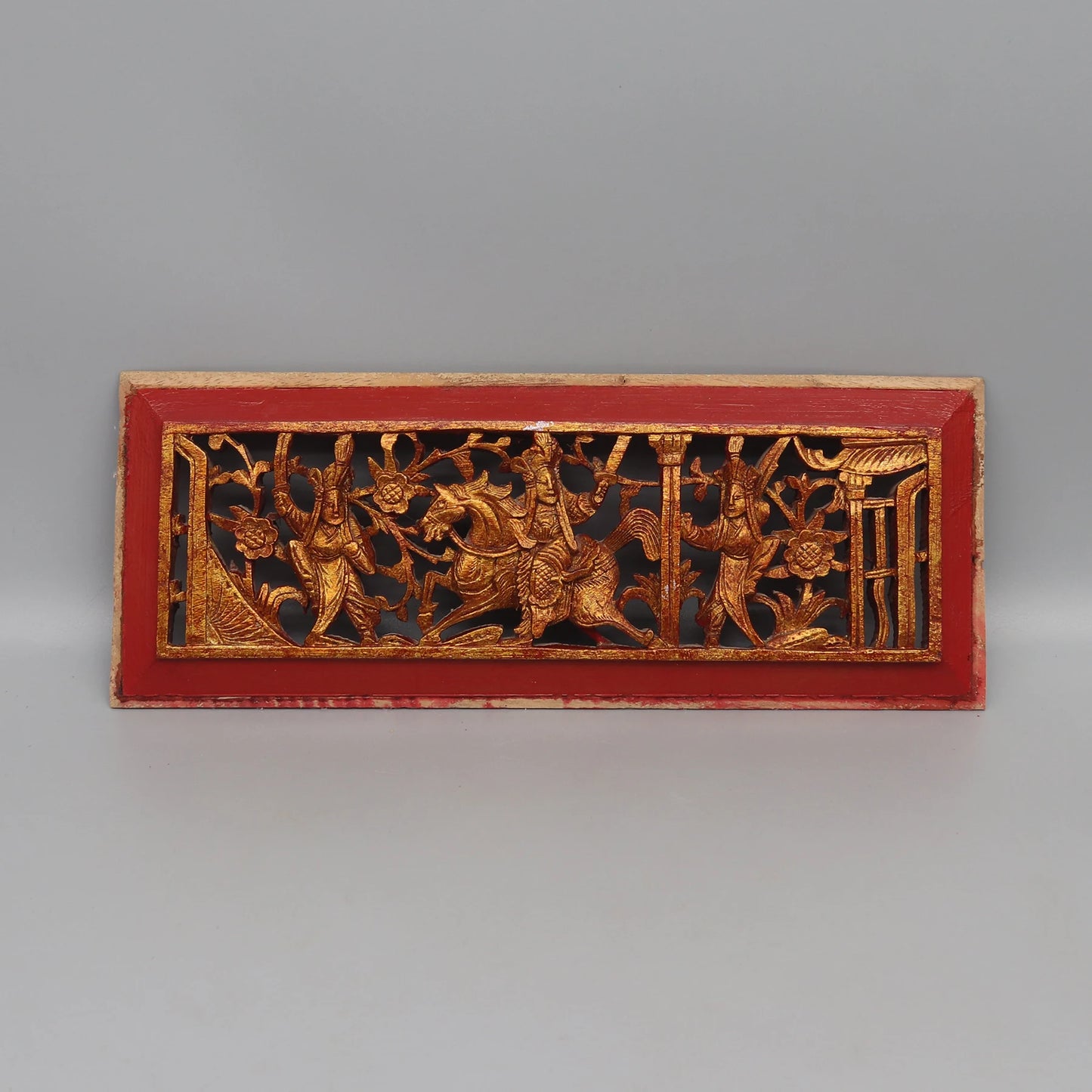 Set of 5 Solid Wood Carving Panels from Old Chinese Canopy Bed, Wall Decoration