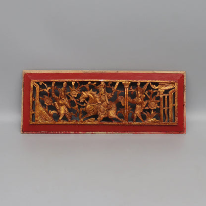 Set of 5 Solid Wood Carving Panels from Old Chinese Canopy Bed, Wall Decoration