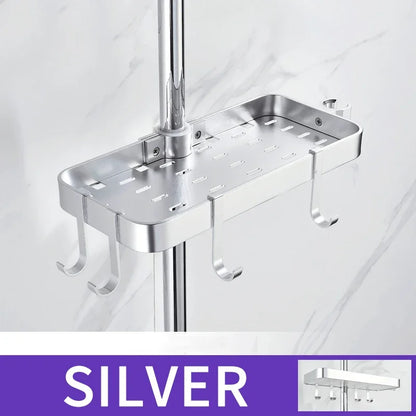 Aluminum Shower Storage Holder Rack Organizer Bathroom Shelf Shampoo Tray Stand No Drilling Floating Shelf For Wall Household It