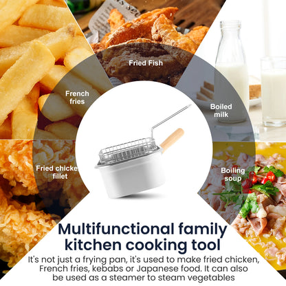 Deep Fryer Pot Stainless Steel Frying Pan with Basket and Lid Portable Square Deep Frying Pots Food Grade Cooking Tools Kitchen