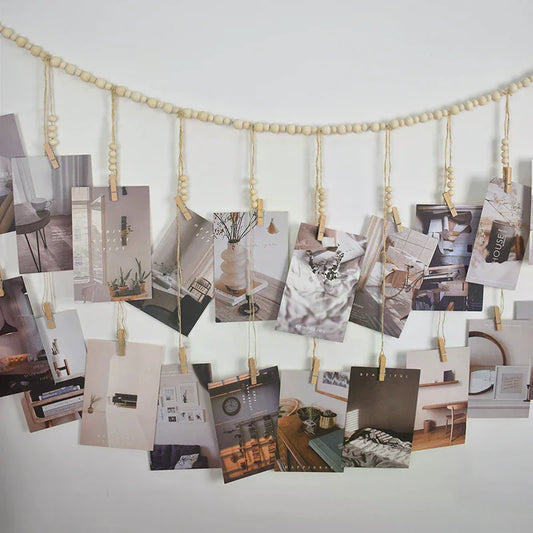 Photo Display Wall Hanging Decor Boho Home Decoration Wooden Beads Macrame Tapestry For Wall Hanging Room Decors Aesthetic Gift