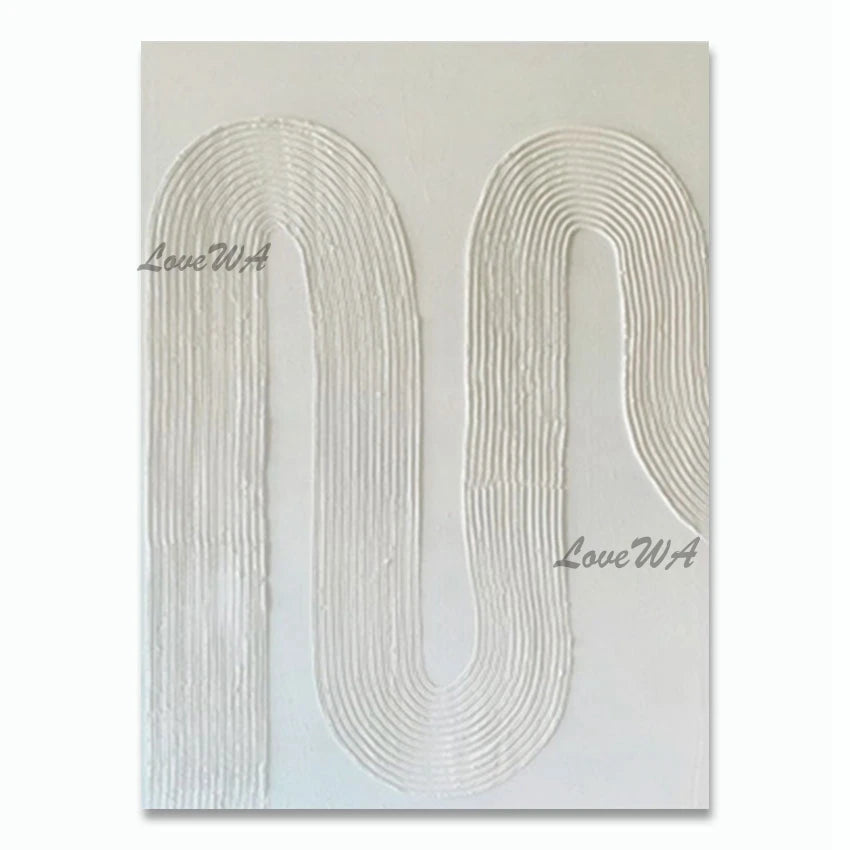 Pure White Textured Abstract Oil Painting Modern Simple And Elegant Wall Picture For Restaurant Framless Home Decoration Piece