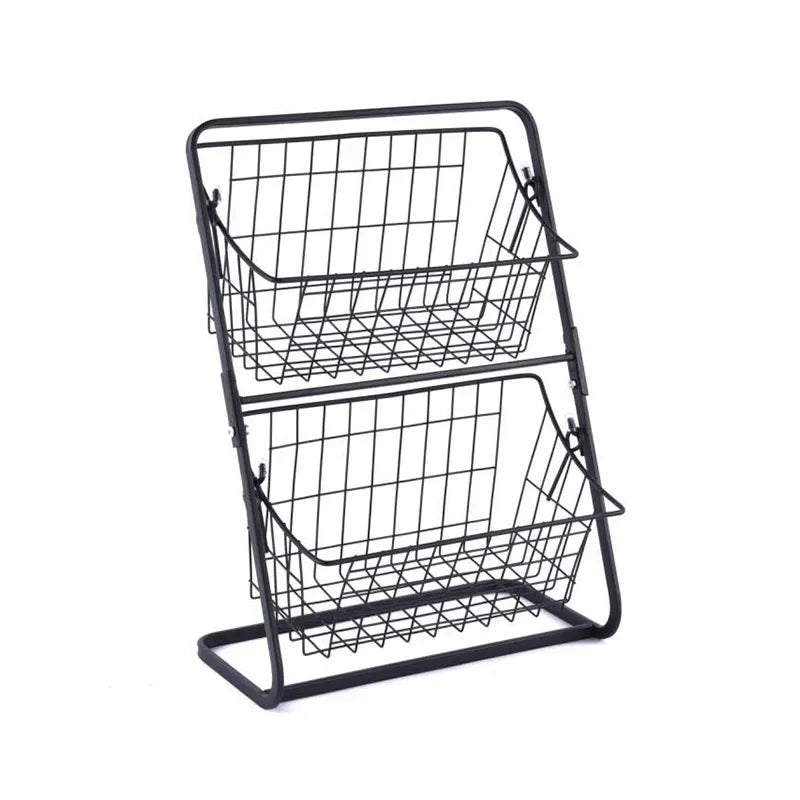 Iron Storage Shelf Rack for Kitchen Seasoning Organizer Fruits Holder Double Layer Assembly Bathroom Cosmetic Storage Basket