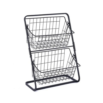 Iron Storage Shelf Rack for Kitchen Seasoning Organizer Fruits Holder Double Layer Assembly Bathroom Cosmetic Storage Basket