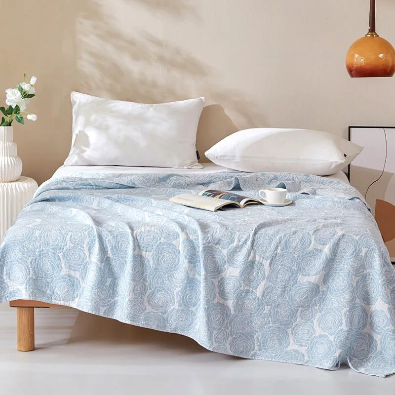 Cotton Gauze Blankets Muslin Bedspread for Bed Summer Double Couple Towel Quilts King Size Bed Covers Plaid Blankets Bed Sheet