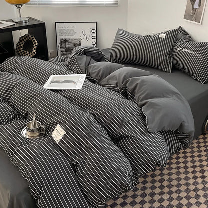 Bed Linen Sheets Duvet Cover Four-piece Set of Washed Cotton Bedding Quilt Covers Three-piece Set for Student Dormitories