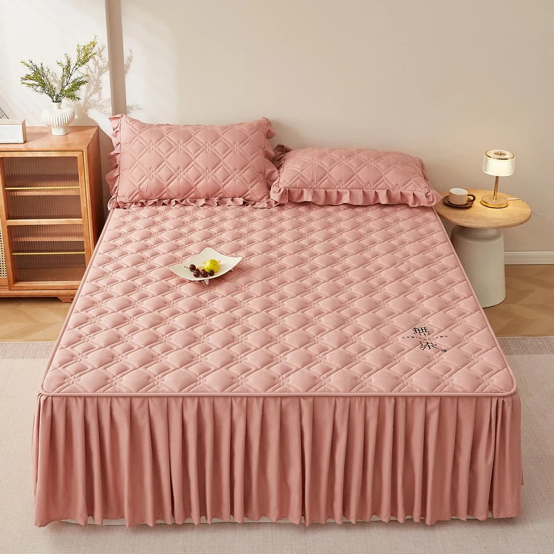 MissDeer 1pc Bed Skirt Thick Bedspread Solid Color Bed Cover Skin-friendly Bed Linen Home Bedsheet falda de cama (No Pillowcase)
