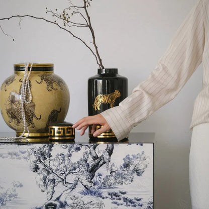 European Ceramic Vase Creative Tiger Rose Decorative Living Room Flower Vases Modern Hand Painted Stroke Dried Flowers Organizer