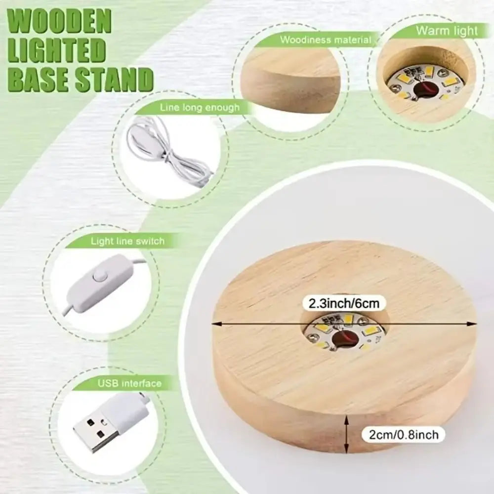Bohemian Round Lamp Base Solid Wood LED Lamp Holder Display Stand Lamp Stand Base Home Decor