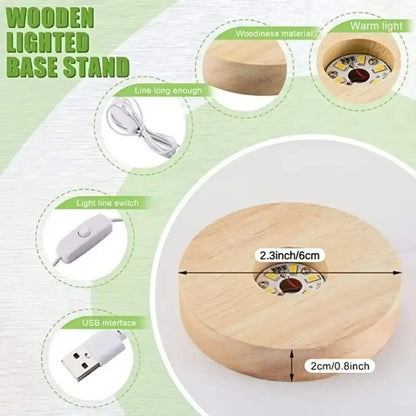 Bohemian Round Lamp Base Solid Wood LED Lamp Holder Display Stand Lamp Stand Base Home Decor