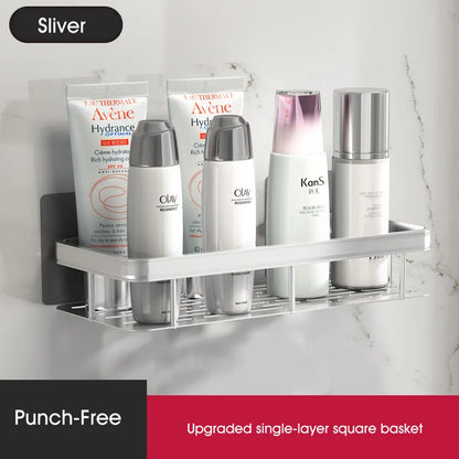 Bathroom Shelf No-drill Wall Mounted Shelves Shampoo Storage Rack Holder for Shower Square Aluminum Bath Organizer Accessories