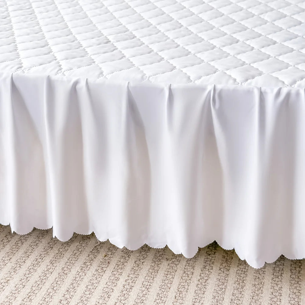 Quilted Waterproof Bed Skirt Soft and Breathable Bedspread Durable Bed Protector Cover, 90/140/160/180 Muti Size