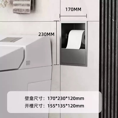 Stainless Steel Recessed Bathroom Storage Cabinet - Wall Niche Tissue Box Toilet Paper Holder Organizer