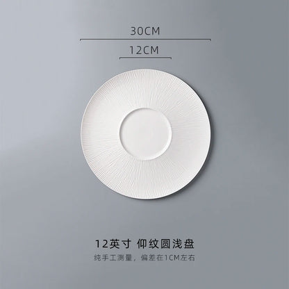 White Porcelain Western Steak Dinner Plate French Tableware Top-grade Home Kitchen Pasta Vegetable Round Plate Kitchen Plates