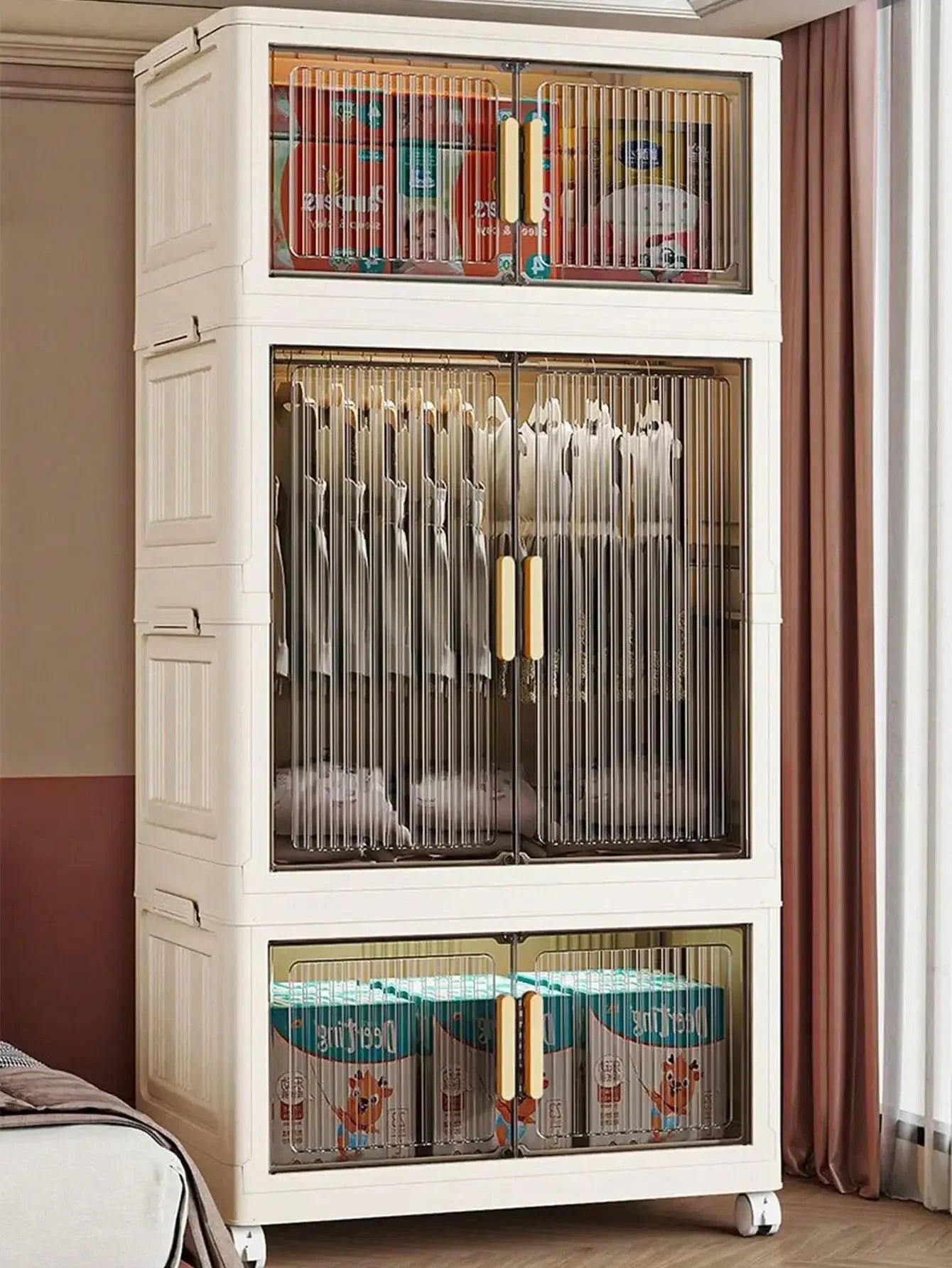 Large Capacity Multifunction Storage Cabinet Dustproof Wardrobe Folding Home Organization Solution