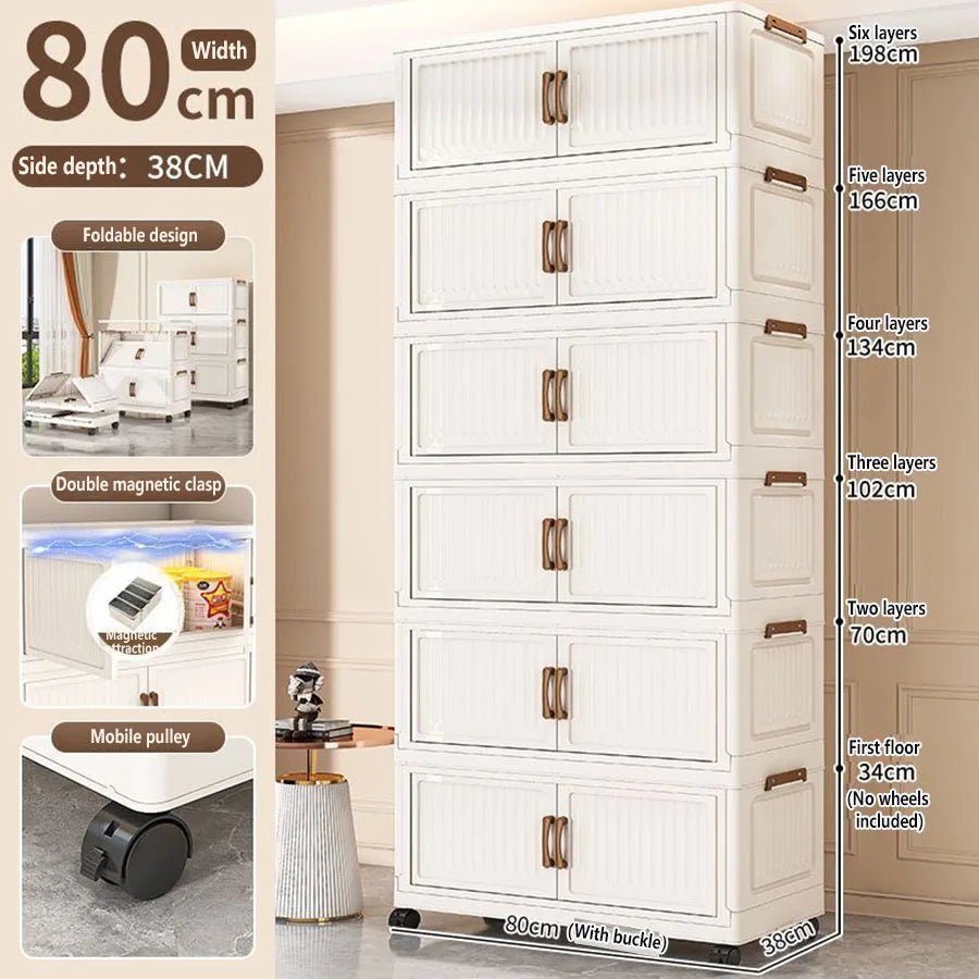 Folding Storage Cabinet Multi-Scene Storage Cabinet Wall-Mounted Kitchen Bathroom Bedroom Living Room Organizer