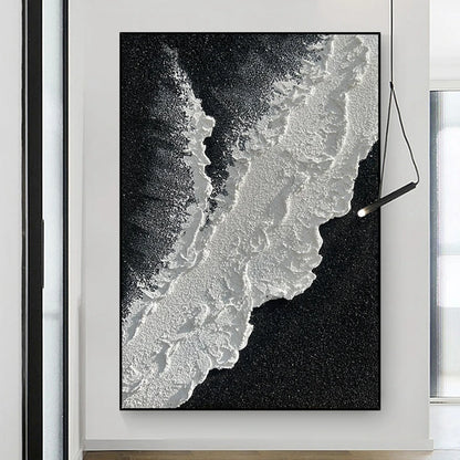 Simple Thick Texture Canvas Abstract Black And White Art Painting Large Size Wall Picture For Bedroom Custom Artwork Unframed
