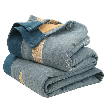 Textile City Ins Leaf Fish Comforters 5 Layer Cotton Gauze Towel Blanket Home Bed Quality Bedspread 200x230cm