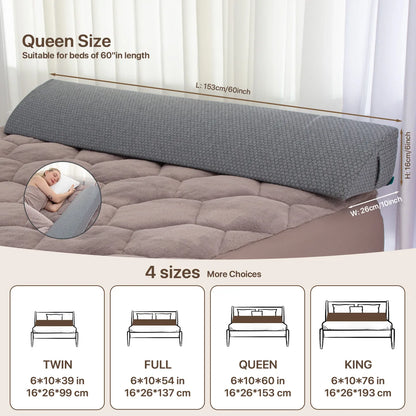 1Pc Bed Gap Filler Bed Wedge Pillow Headboard Pillow Memory Foam Material Mattress Gap Filler with 2 Side Large Pockets