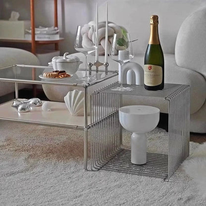 Denmark Montana Panton Wire Geometric Line Side Table Combination Home Metal Bookshelf Vintage Storage Stainless Steel Rack
