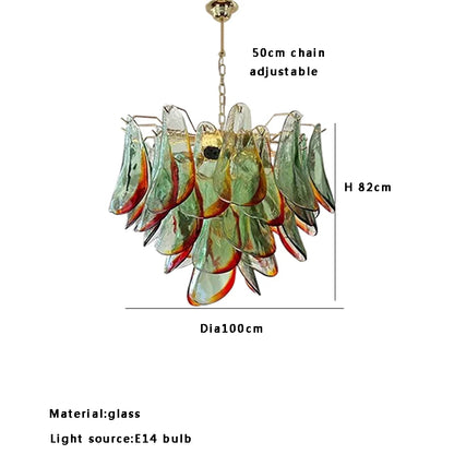 Modern living room chandelier with green glass lustre, suitable for study and dining room ceiling lighting, dimmable.