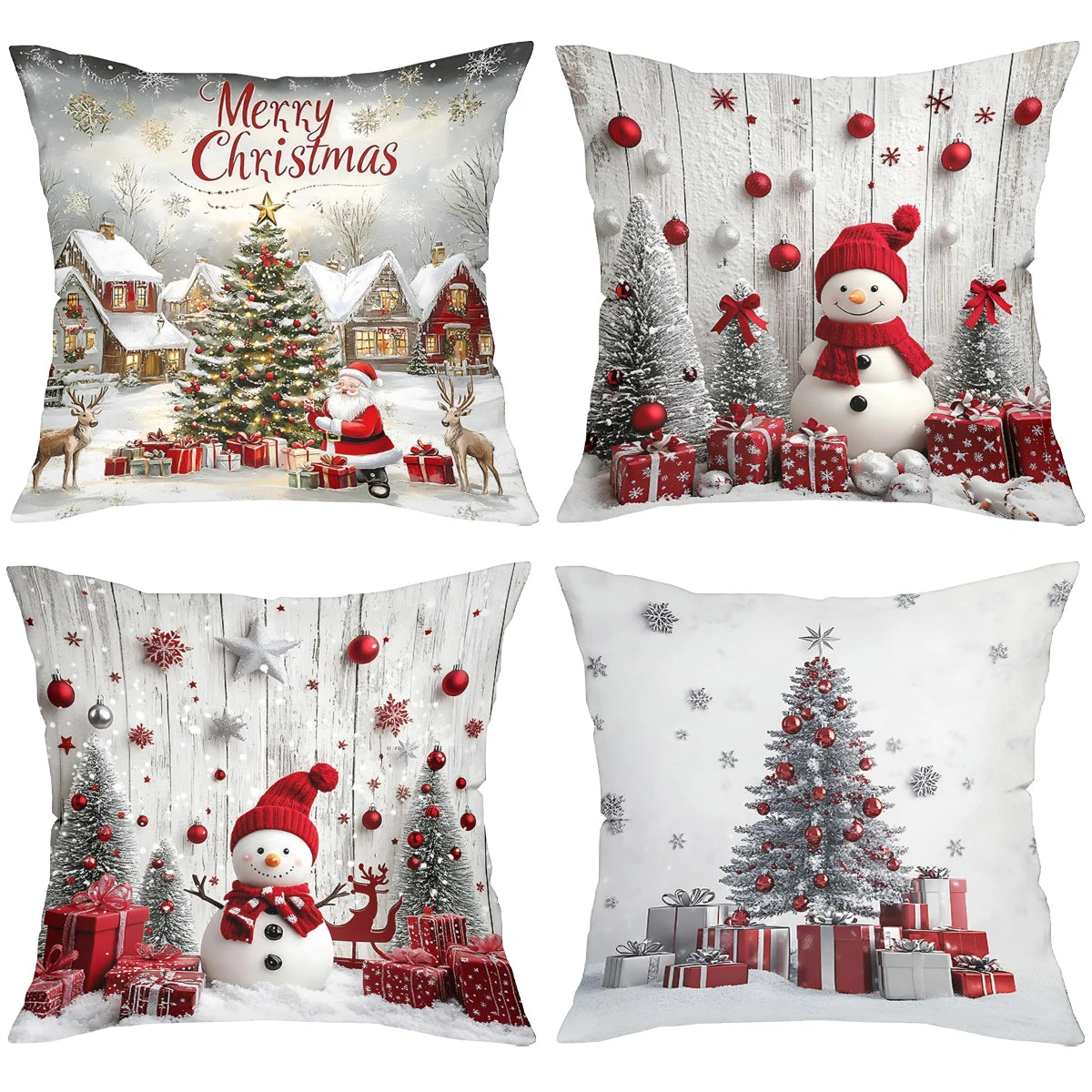 Christmas Themed Decorative Throw Pillow Covers Polyester pillowcase, sofa decorative cushion cov
