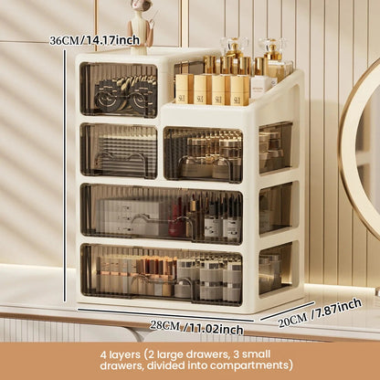 Drawer-style cosmetics storage box, high-end dressing table, lipstick, skin care products, jewelry shelf, desktop storage box