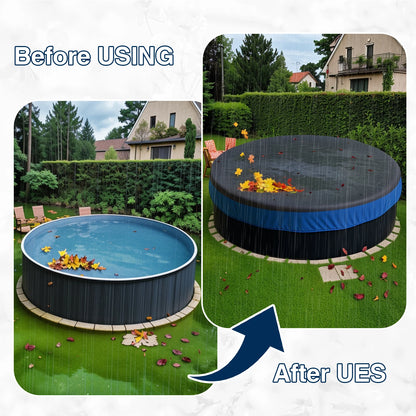 18Ft Round Pool Cover Oxford Fabric Winter Pool Solar Cover for above Ground Pool Waterproof and Dustproof Swimming Pool Cover