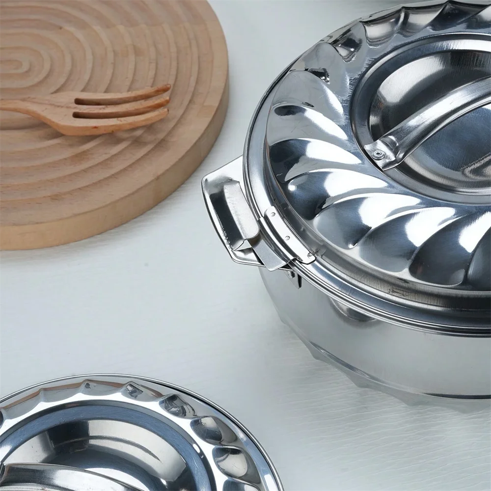Lily double-layer insulated pot, made of stainless steel, four-piece set, different sizes, for home kitchen and dining table