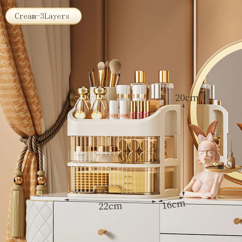 Cosmetic Storage Box Large Capacity Transparent Drawer Jewelry Makeup Storage Box Multi-layer Multi-functional Desktop Organizer