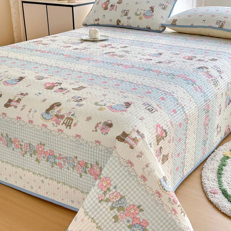Bonenjoy 1pc Bedspread 100% Cotton Bed Cover Quilted Bed Linen Skin-friendly Bedsheet покрывало на кровать (No Pillowcase)