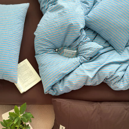 Simple Style Bedding Set Nordic Striped Duvet Cover Set 100% Cotton Flat Sheet Single Twin Size Double Bed Sheet Set For Bedroom