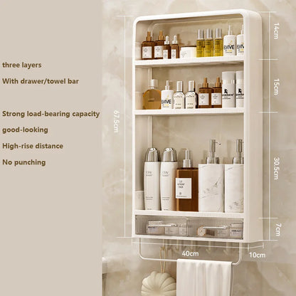 Bathroom Organizer Shelves Rack Wall Mounted Storage Box Toiletries Cosmetic Storage Rack Kitchen Seasoning Bottle Storage Shelf