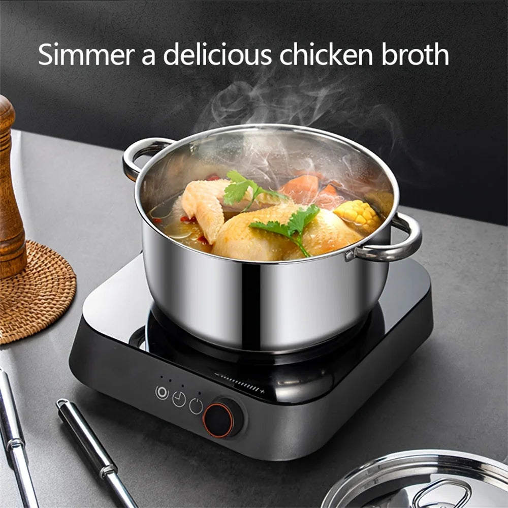 Stainless steel cookware set with lid, cooking spatula, soup spoon, complete set of kitchen utensils, multifunctional