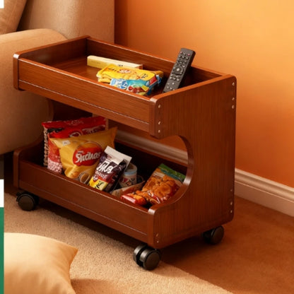 Mobile Storage Unit with Rolling Shelves - Heavy-duty Wooden 4-tier Open and Closed Shelves, Space-saving Wheeled Trolley