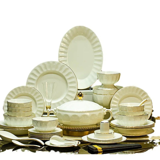 Ceramic dishes tableware set, hotel relief dishes