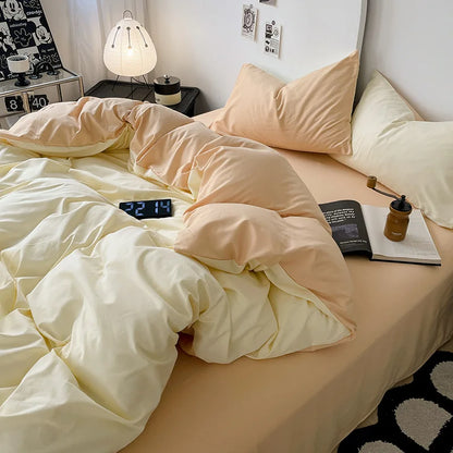 Bed Linen Sheets Duvet Cover Four-piece Set of Washed Cotton Bedding Quilt Covers Three-piece Set for Student Dormitories